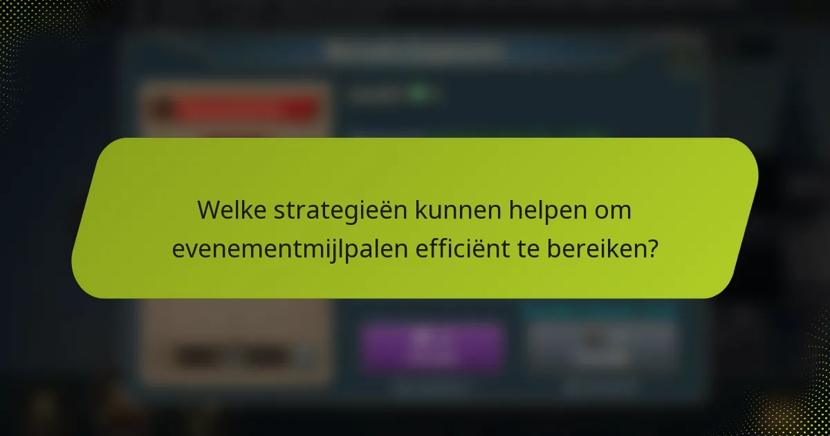 Welke strategieën kunnen helpen om evenementmijlpalen efficiënt te bereiken?